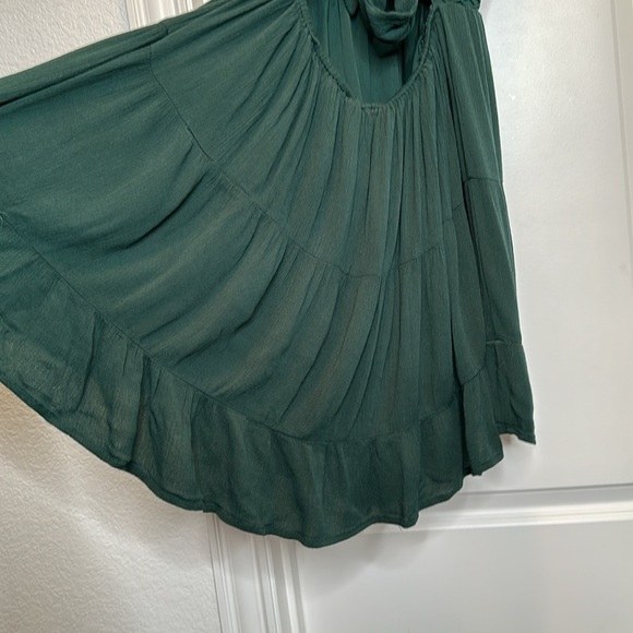 Hunter‎ Green Flowy skater Dress With Tie Back Size Medium - Picture 7 of 9